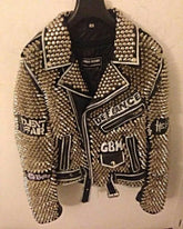 Handmade Gothic Jacket, Men's Motorbike Leather Belt Jacket, Silver Cone Studs Punk Jacket, Bikers Cowhide Leather Heavy Metal Studs Jacket,
